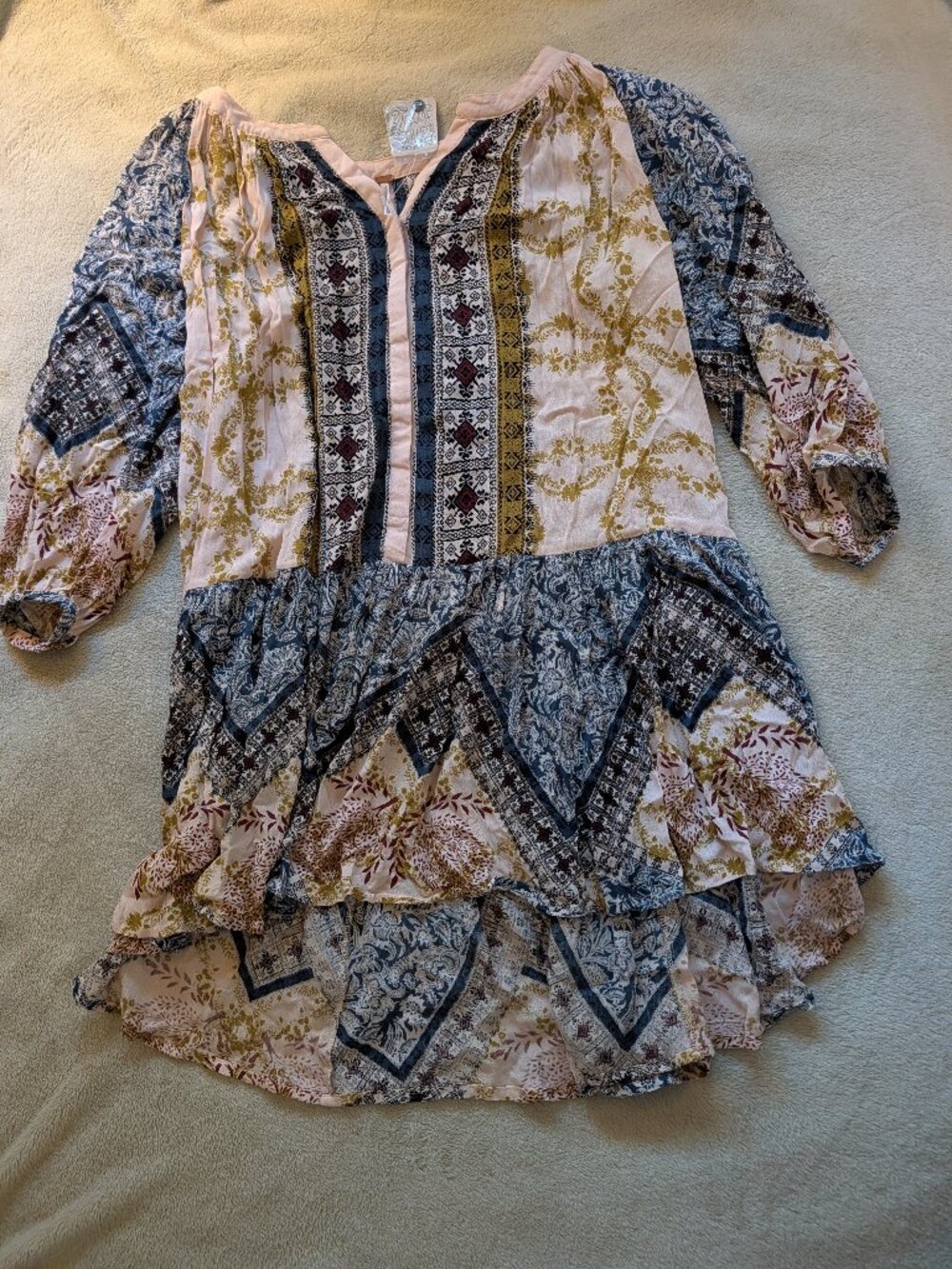 FREE PEOPLE  PORTOBELLO DRESS New Women's XS Cold Shoulder Cutouts Boho Road